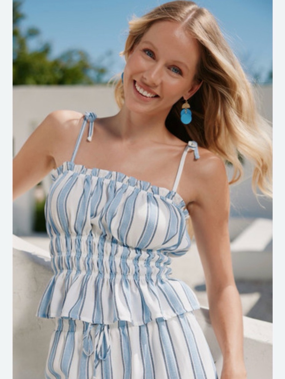 mi ami for francesca's Blue & White Striped Top
